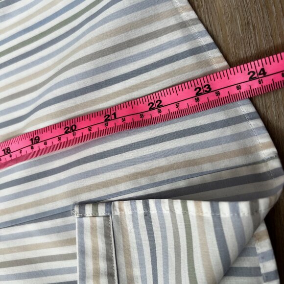 ✨Talbots 100% Cotton Striped Button-Down Shirt 12 | Sage/Blue/Oat Classi… - Picture 7 of 11